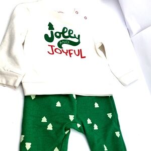 Baby Christmas Outfit Size 6/9m Girls Jolly And Joyful Matching 2pc Set Infants